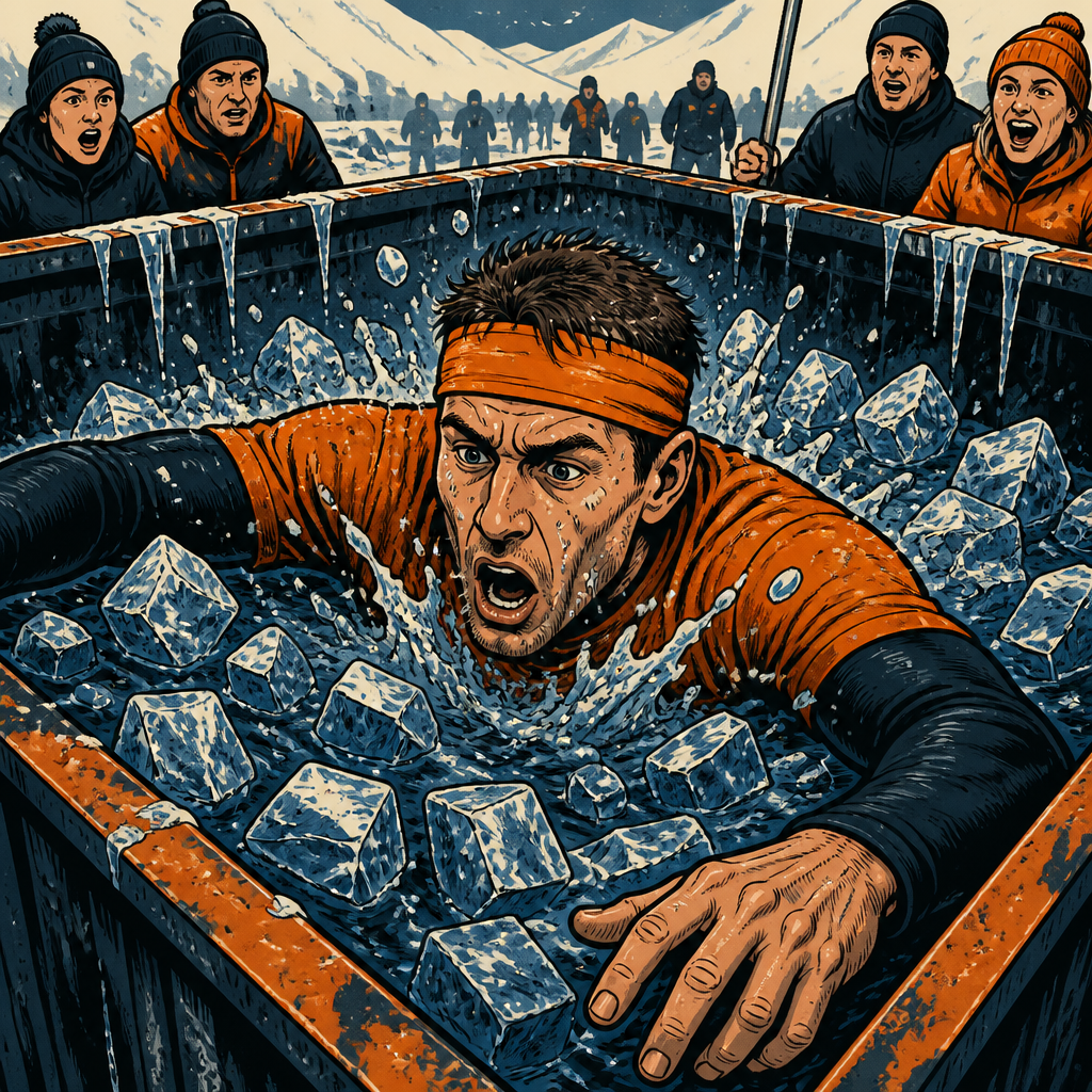 Ice plunge comic illustration