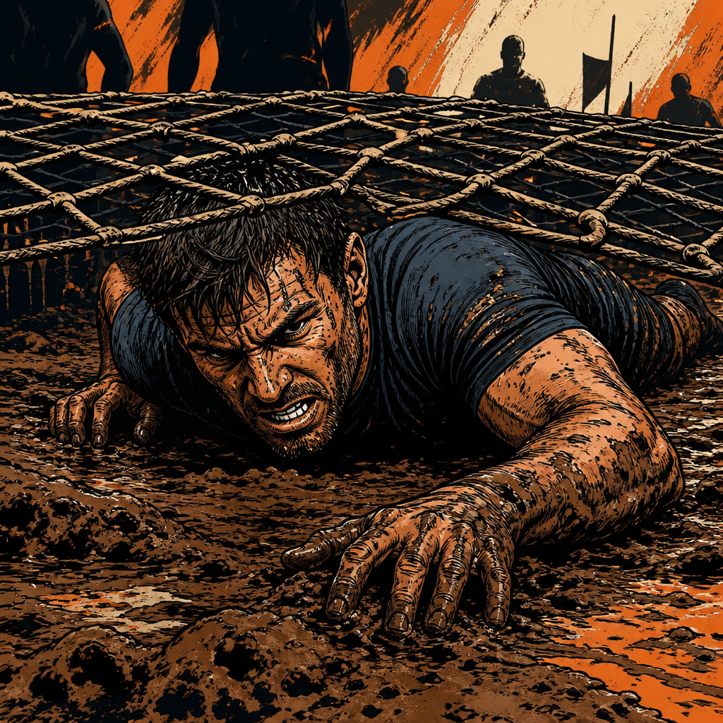 Cargo-net crawl comic illustration