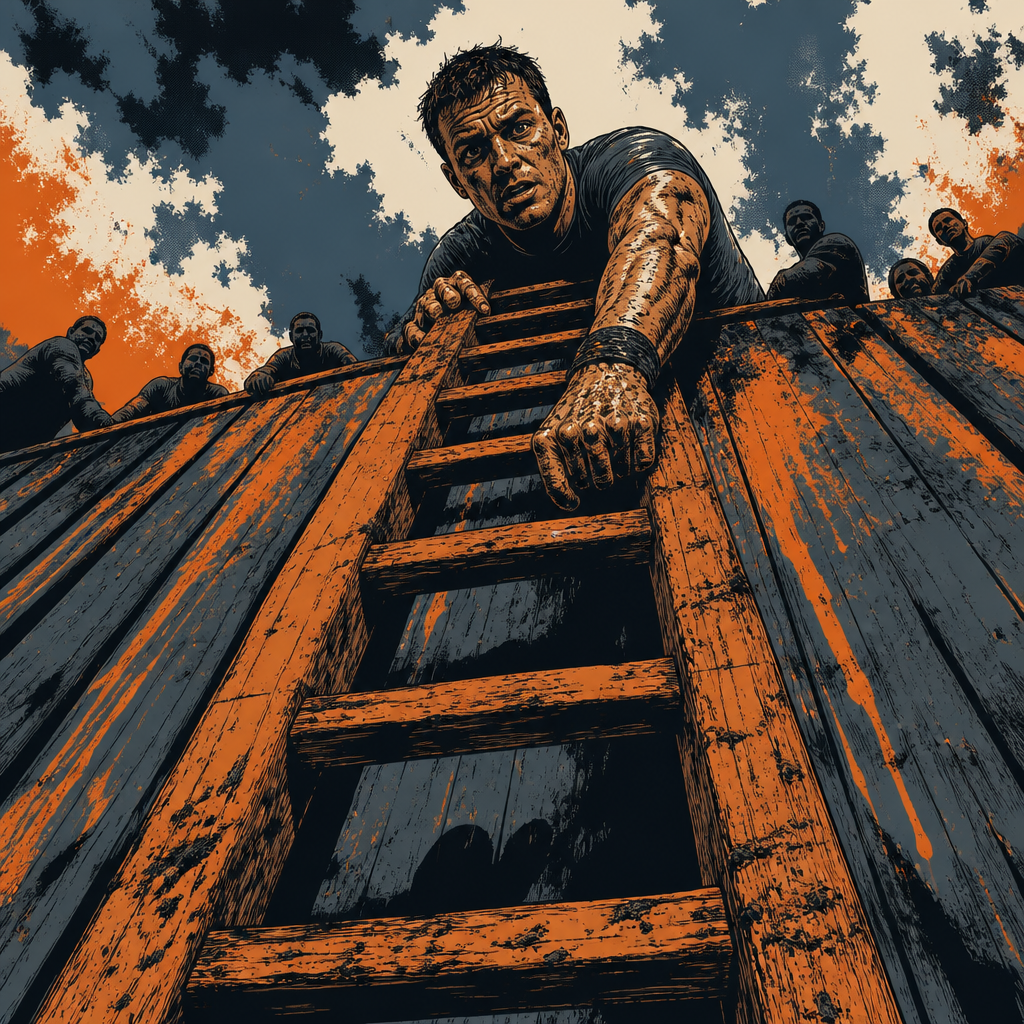Inverted ladder comic illustration