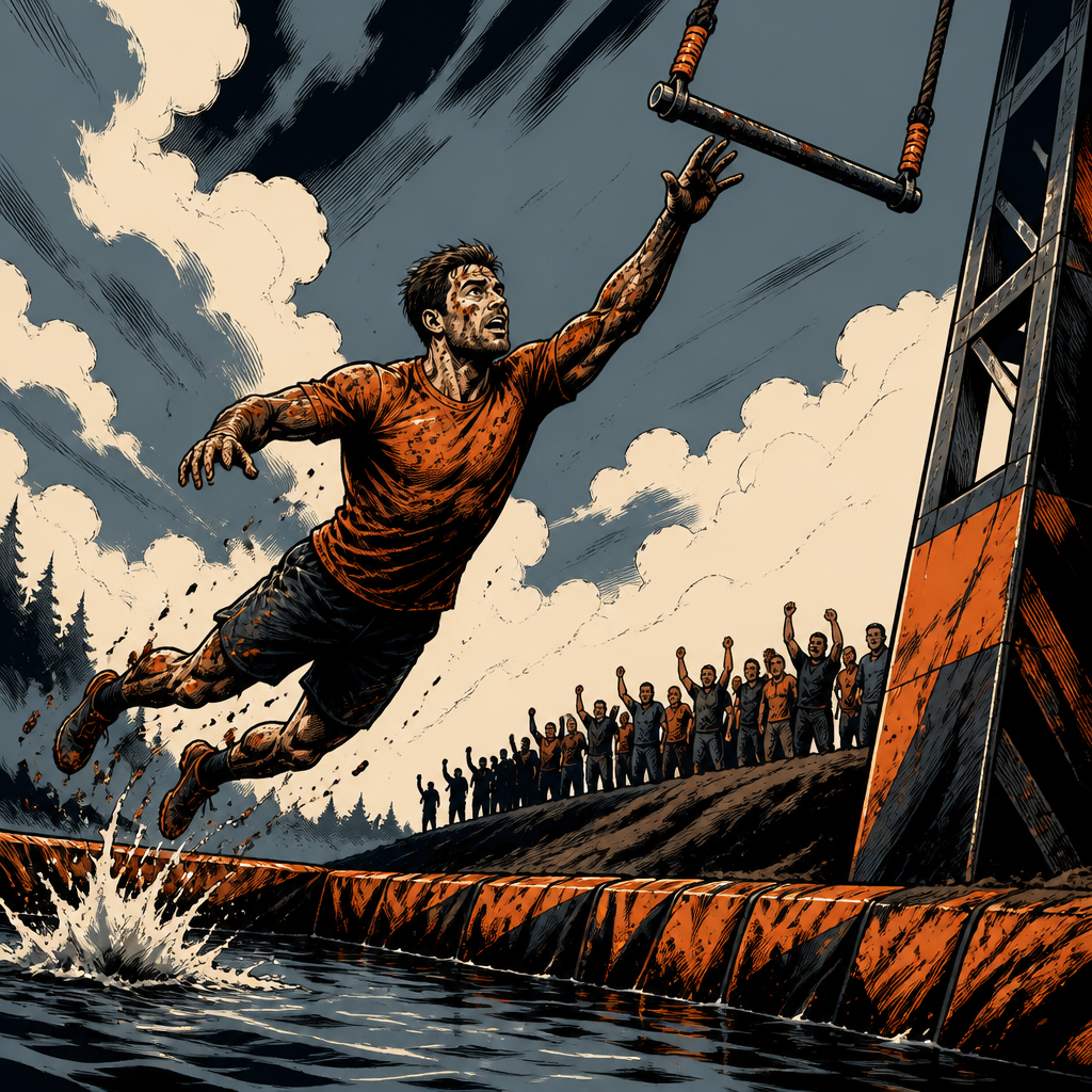 Trapeze rings comic illustration